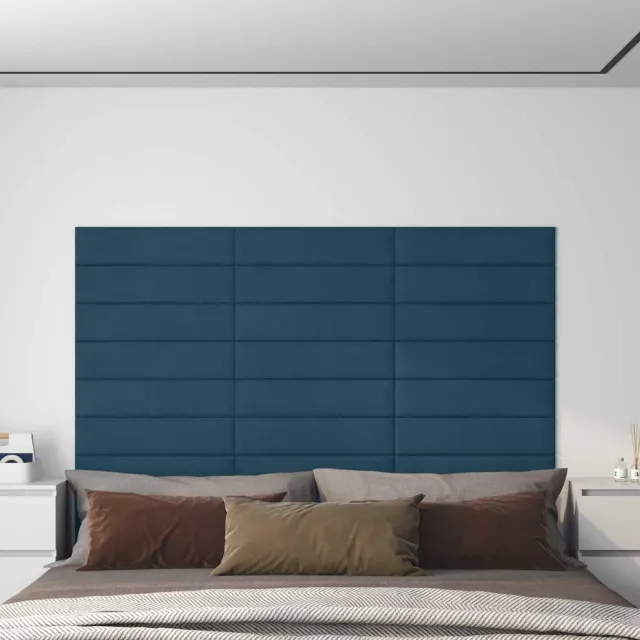 vidaXL Wandhoofdbord 12 st Blauw Fluweel