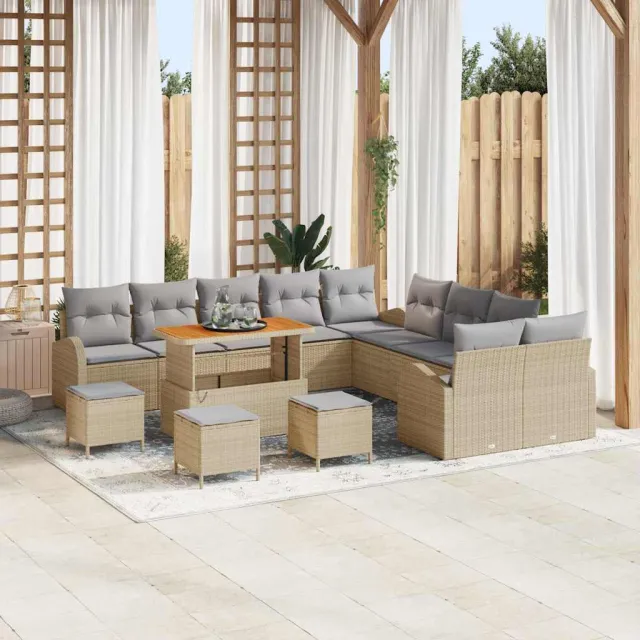 vidaXL Tuinbankenset 14 st Beige poly rattan, foto 2