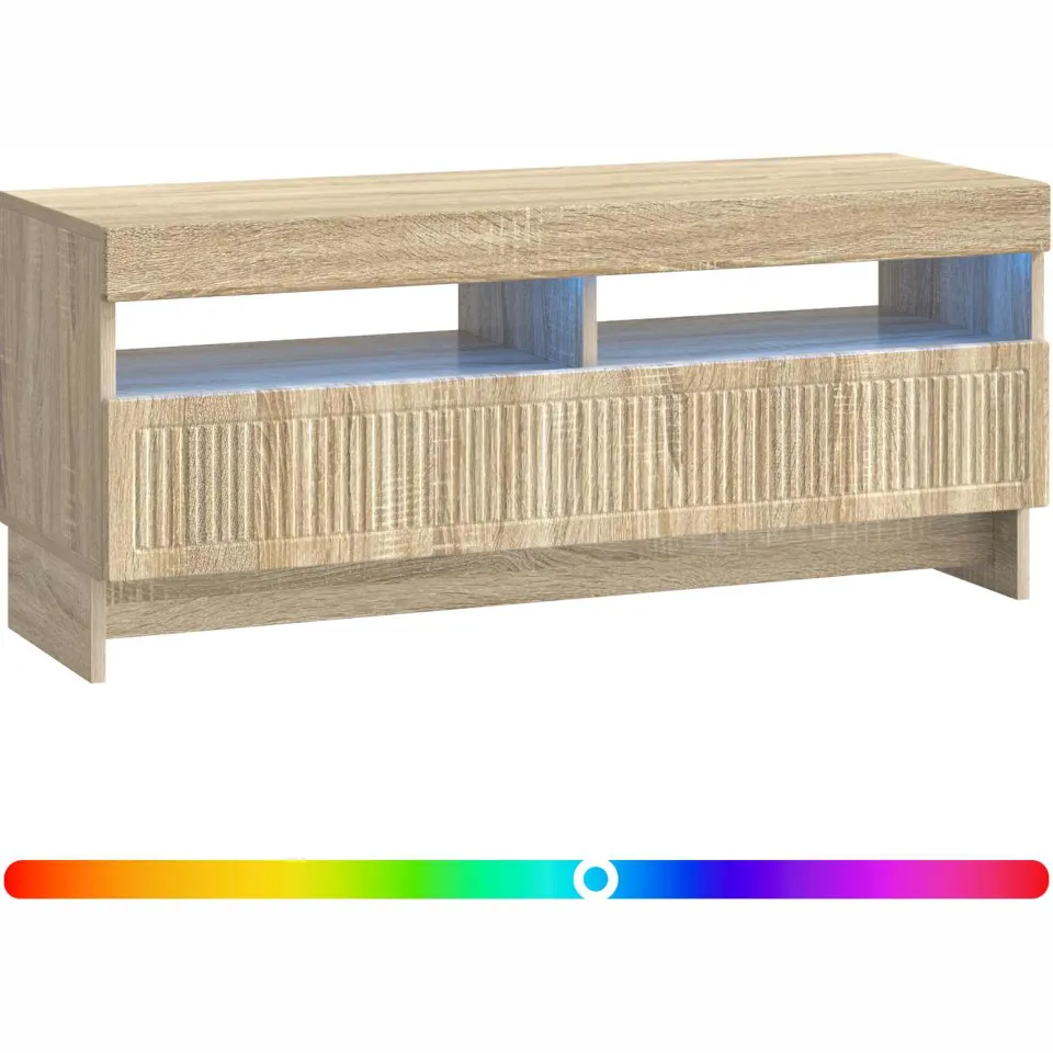 vidaXL LED tv-meubel EDE 100 x 35 x 43 cm Sonoma Eiken Bewerkt hout Bruin