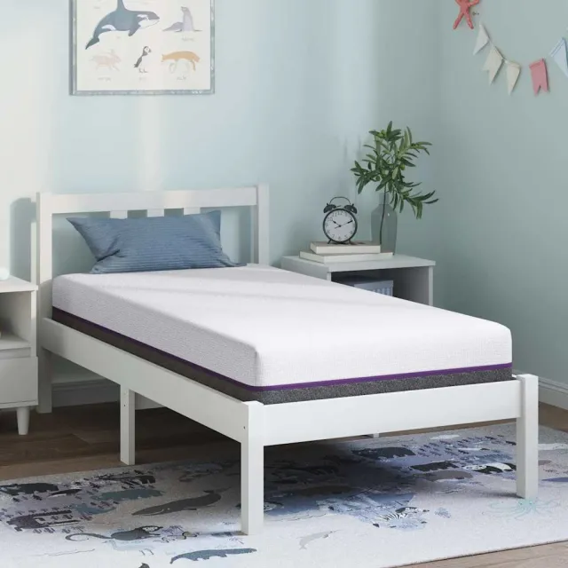 vidaXL Traagschuimmatras Medium 80 x 160 cm Wit en Grijs
