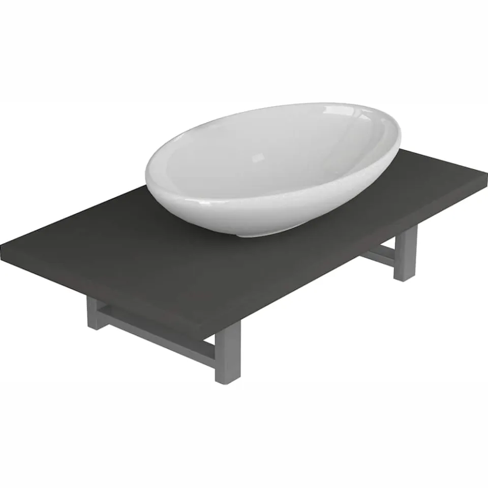 vidaXL 2-delige Badkamermeubelset keramiek grijs, foto 3