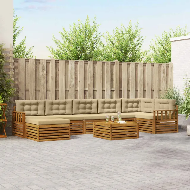 vidaXL Buiten bankenset 8 st 7-zits Natuurlijk en Beige
