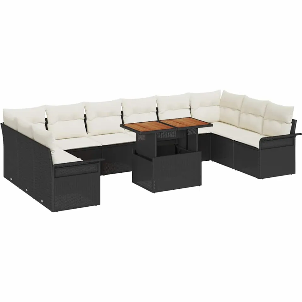 vidaXL Tuin Sofa Set 9 st Zwart Poly riet