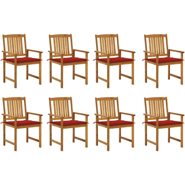 vidaXL Tuinstoelen 8 st met kussens massief acaciahout Rood