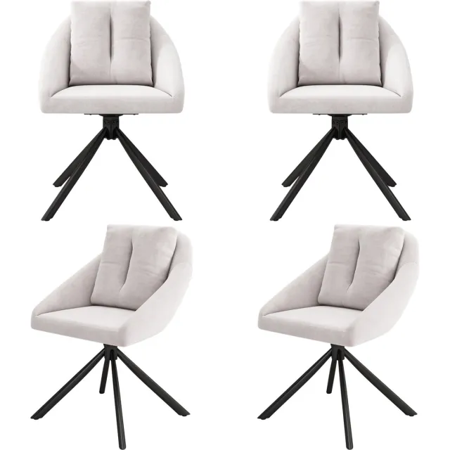Merax Fluwelen Eetkamerstoelen Beige – Set van 4 Luxe Draaistoelen met Ergonomisch Ontwerp