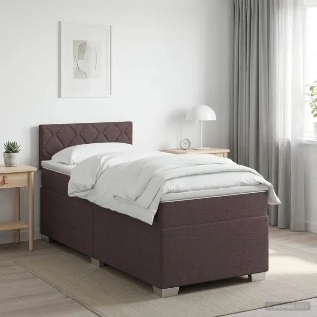 vidaXL Boxspringbed met matras Donkerbruin 90 x 200 cm Stof