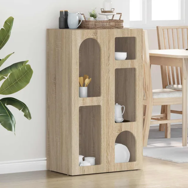 vidaXL Dressoir ELST Sonoma Eiken 59 x 35 x 100,5 cm Bewerkt hout Bruin