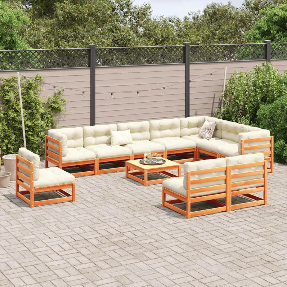 vidaXL 11-delige Loungeset massief grenenhout wasbruin bruin, foto 2