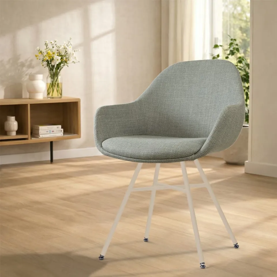 Nolon Noa-Mae eetkamerstoel saliegroen - beige onderstel, foto 3