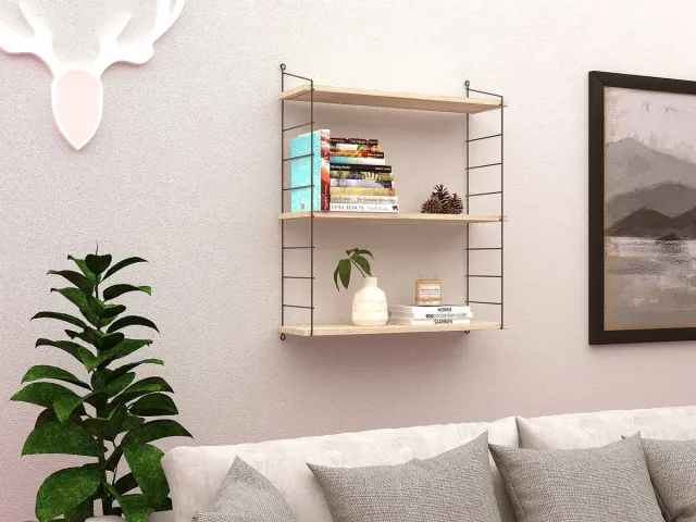 Skye Decor , Wandplank, Armoni 3'lü - Travertine, Gemelamineerde spaanplaat, Travertin, 72 x 20 x 85 cm Travertijn