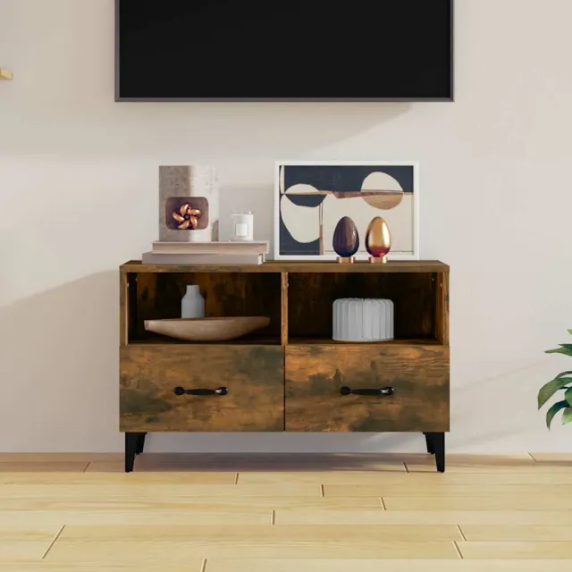 vidaXL Tv-meubel 80x36x50 cm bewerkt hout gerookt eikenkleurig Bruin