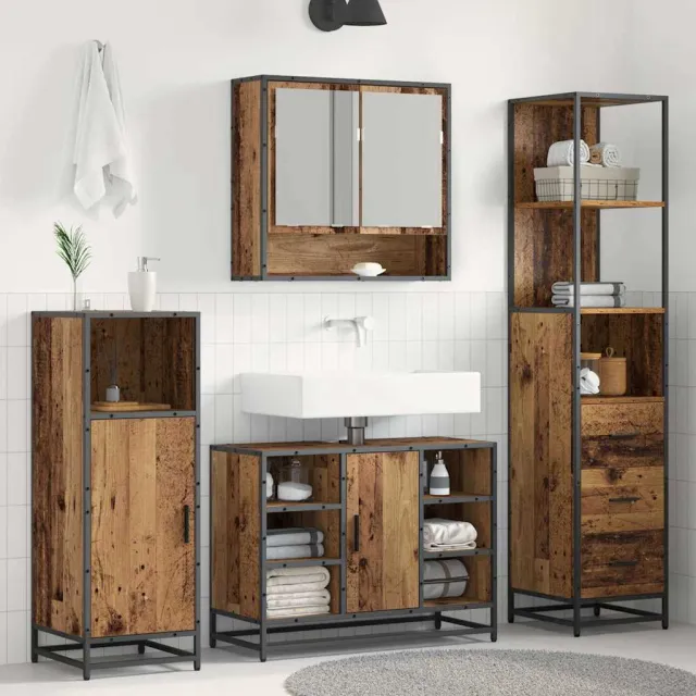 vidaXL Badkamermeubelset Oud Hout 35 x 37,5 x 166 cm Bewerkt hout bruin, foto 2