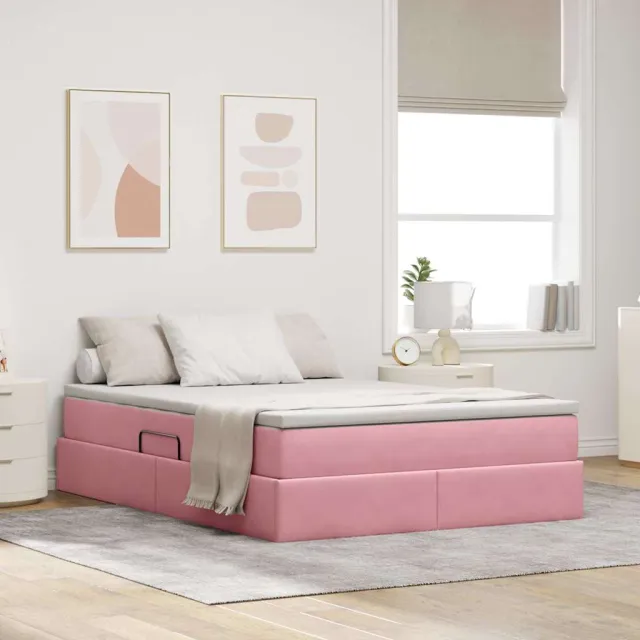 vidaXL Opbergbed met matras met opslag Roze 140 x 200 cm Fluweel
