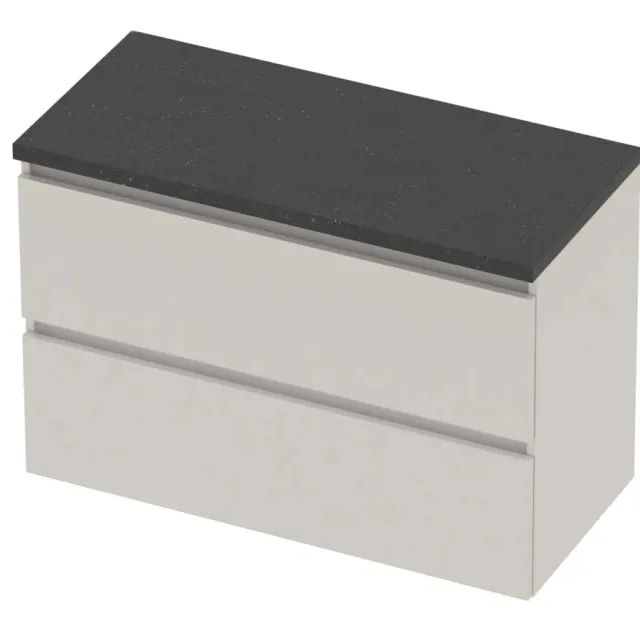 Basic-Line Deck 46 Badmeubelset Greeploos 100x46x66 cm Ice White Blue Stone Grijs