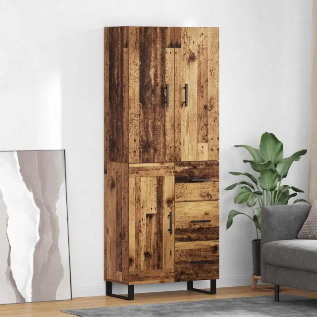 vidaXL Hoge kast 2 st Oud Hout 69,5 x 34 x 180 cm bruin, foto 2