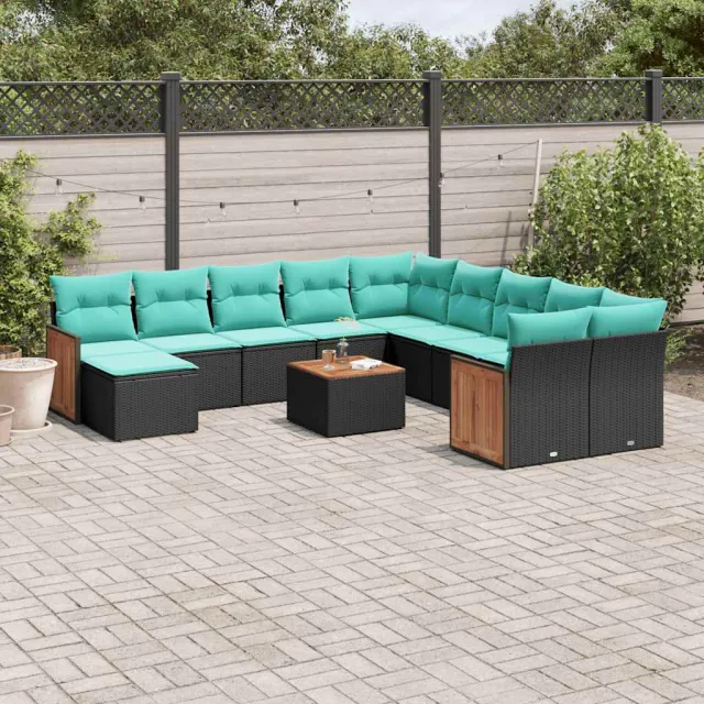 vidaXL 12-delige tuinbankset met kussens van zwart polyrotan, foto 2