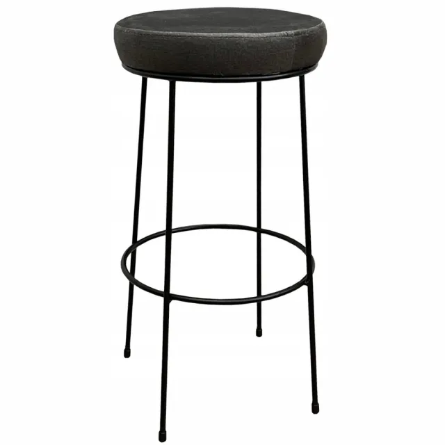 Bias Lage barkruk 66cm Metaal Zwart Gestoffeerd Zitting Loft