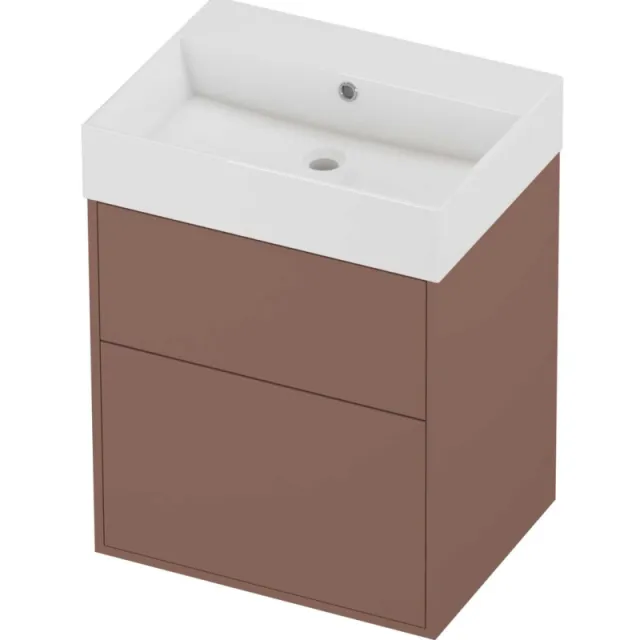 Proline Zara Badmeubelset Porselein Loft 2 Laden 60x46x78 cm Glans Wit Beauty Blush Rosé Goud