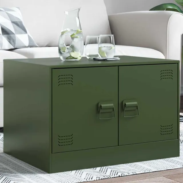 vidaXL Salontafel 67x50x44 cm staal olijfgroen, foto 2