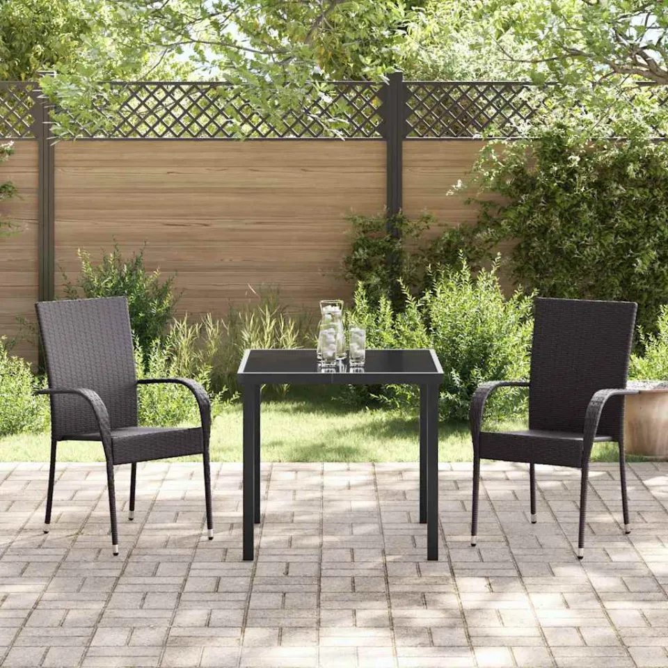 vidaXL Tuin eettafelset 3 st Bruin Gepoedercoat staal, foto 3