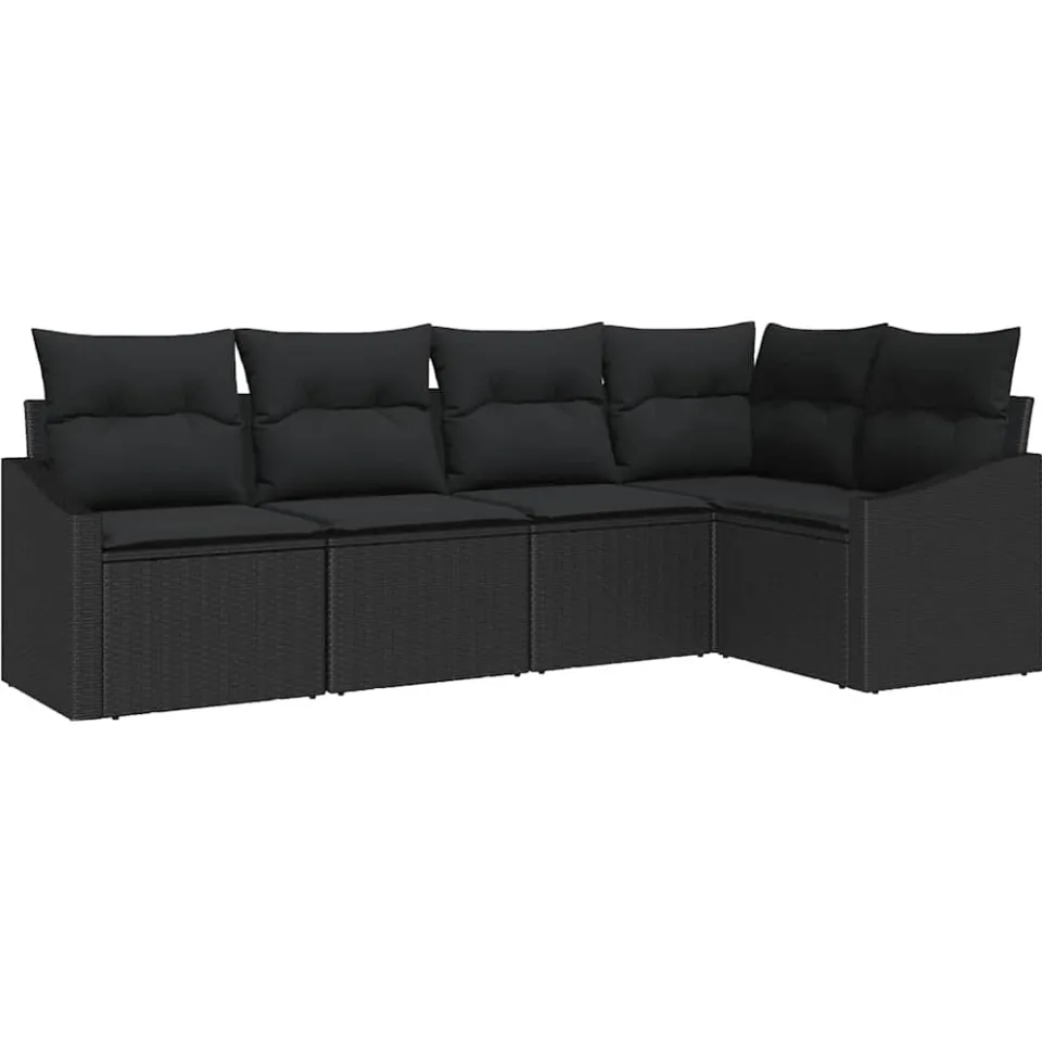 vidaXL Bankstel 5 st Zwart poly rattan