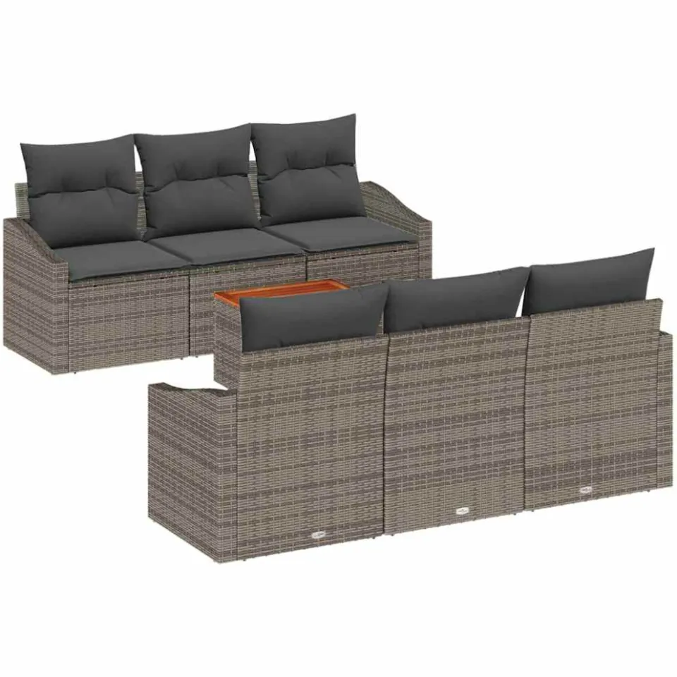 vidaXL Tuinbankenset 7 st Grijs poly rattan