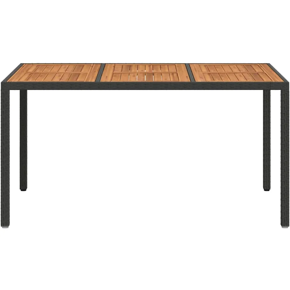vidaXL Tuinstafel Zwart 150 x 90 x 75 cm poly rattan