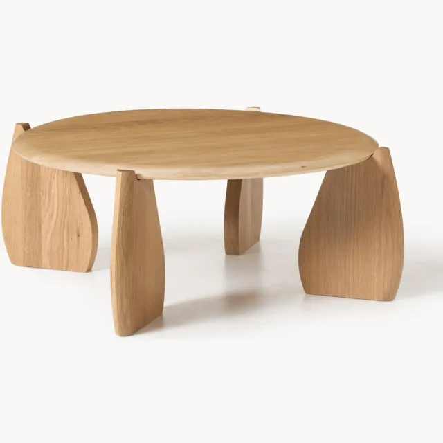 Westwing Collection Ronde XL salontafel Hilda van eikenhout Beige