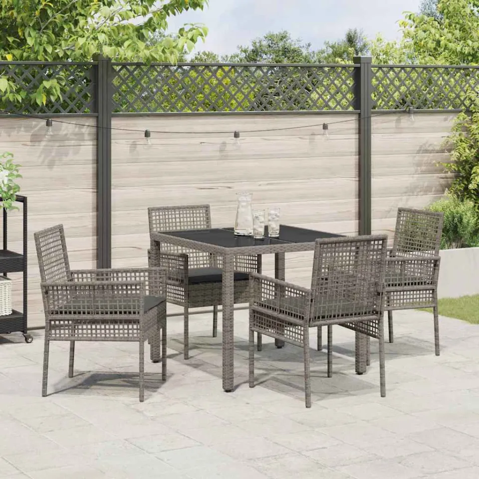 vidaXL Tuin eettafelset 5 st Grijs poly rattan