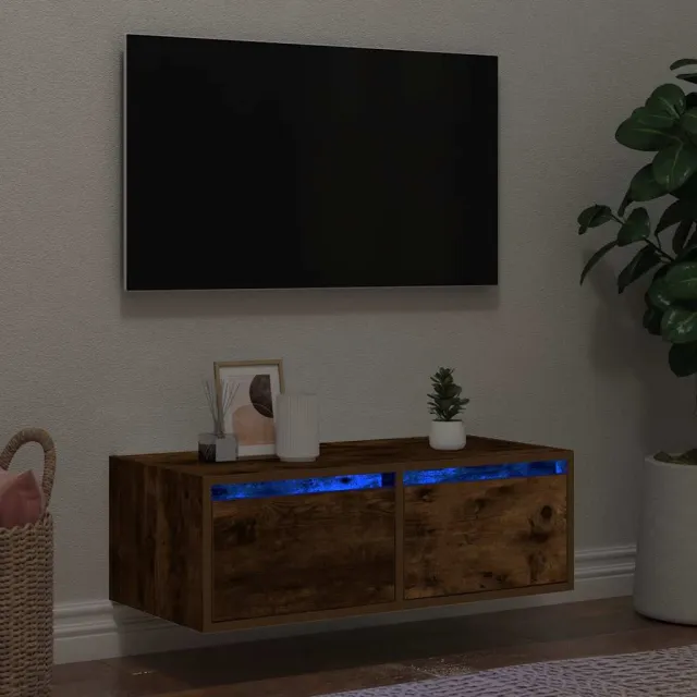 vidaXL Tv-meubel LED-verlichting 75x35,5x25 cm gerookt eikenkleurig Bruin
