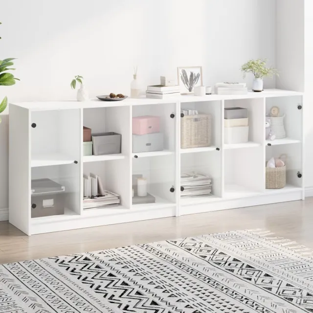 vidaXL Boekenkast met deuren 204x37x75 cm bewerkt hout wit, foto 2
