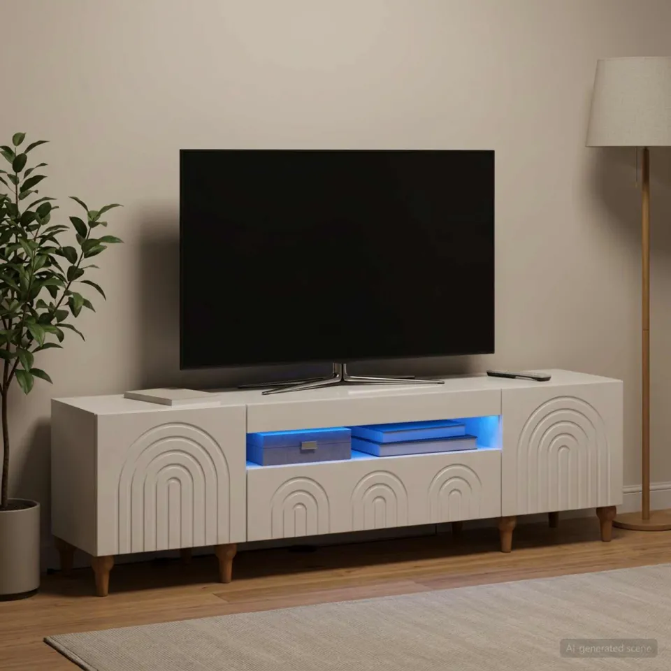 vidaXL LED tv-meubel ALKMAAR 153 x 35 x 43 cm Hoogglans Wit, foto 4