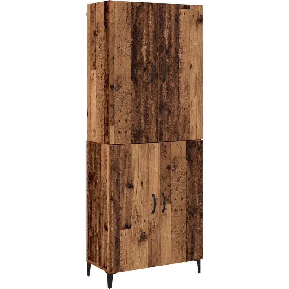 vidaXL Hoge kast 2 st Oud hout 69,5 x 34 x 180 cm Bewerkt hout bruin, foto 3