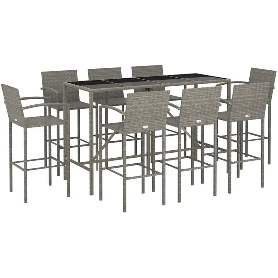 vidaXL 9-delige Tuinbarset poly rattan grijs, foto 3