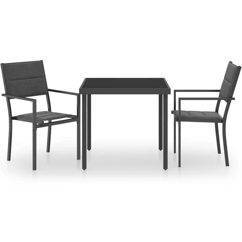 vidaXL 3-delige Tuinset staal Zwart