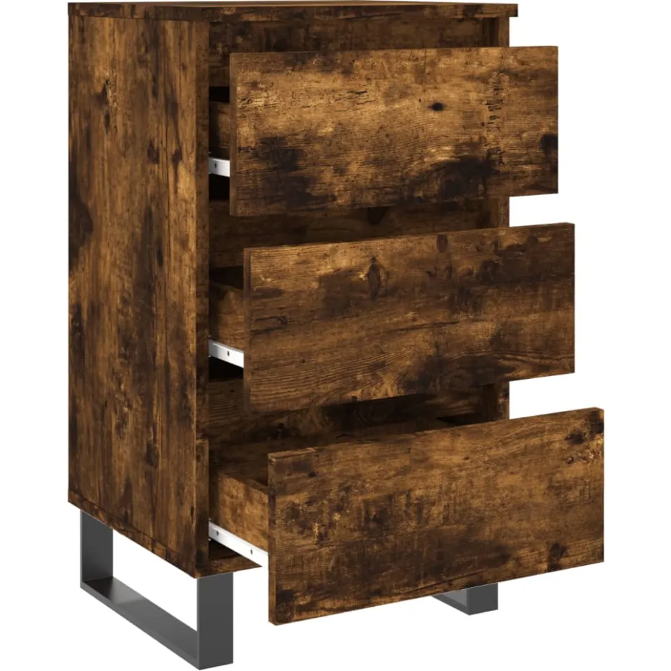vidaXL Nachtkastjes 2 st 40x35x69 cm bewerkt hout gerookt eikenkleurig