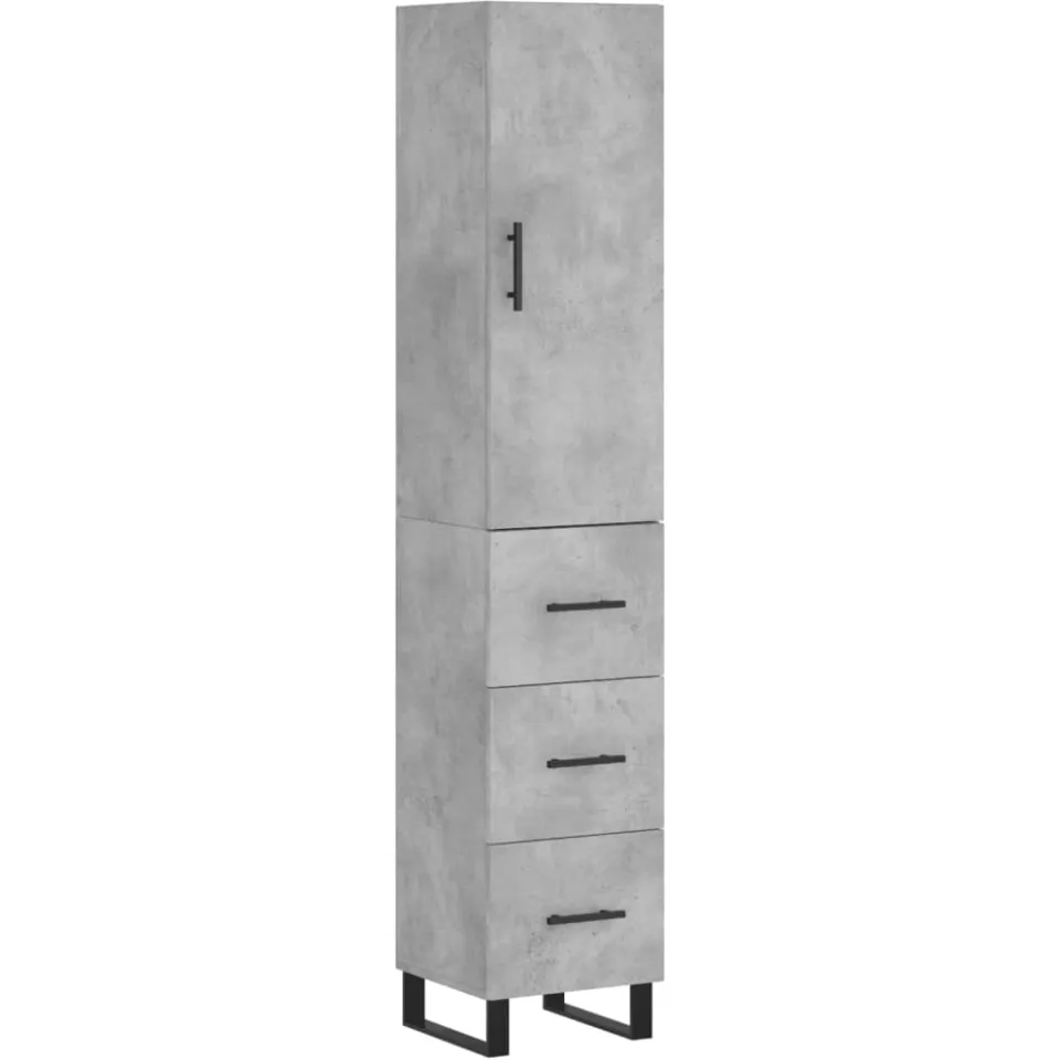 vidaXL Hoge kast 34,5x34x180 cm bewerkt hout betongrijs grijs, foto 3