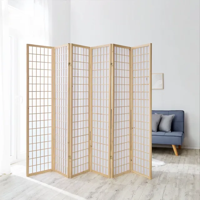 Homestyle4u Kamerscherm - 264x175 cm - bruin - 6-delig - Shoji Natuur