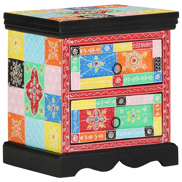 vidaXL Nachtkastje 2 st Multikleur 40 x 35 x 45 cm Massief Mango Hout Meerkleurig