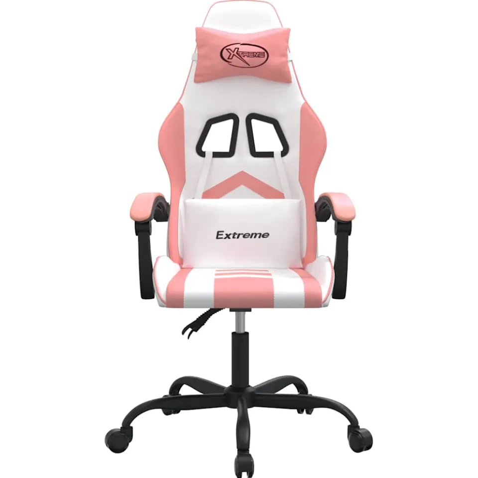 vidaXL Gamestoel draaibaar kunstleer wit en roze