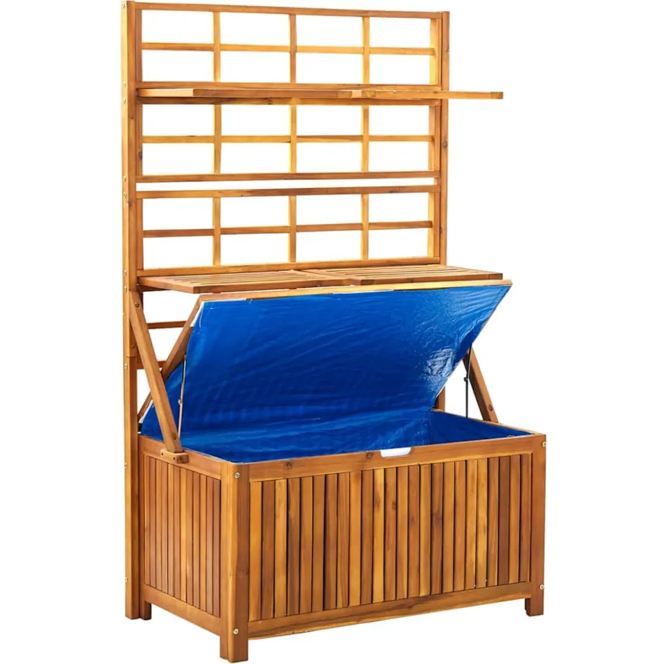 vidaXL Opbergbox met latwerk 99x55x160 cm massief acaciahout bruin, foto 4