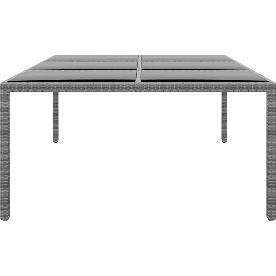 vidaXL Tuintafel 200x150x75 cm gehard glas en poly rattan grijs, foto 3