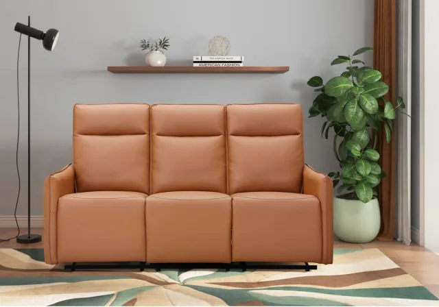 Notio Living Lugo-3Zitsbank - Handmatig - Cognac PU Bruin