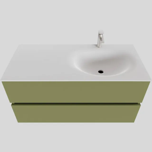 Boss & Wessing Badkamermeubel Solid Surface BWS Stockholm 100x46 cm Rechts Mat Groen (met 1 kraangat)