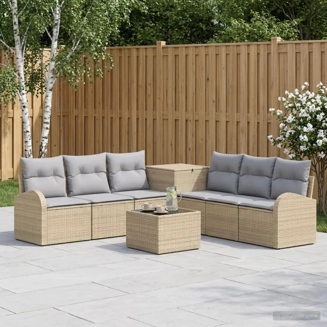 vidaXL Bankstel 8 st Beige en Licht Grijs 55 x 55 x 37 cm