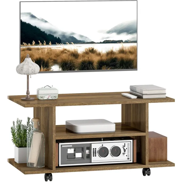 sogiol TV-Meubel - met opbergplanken - tafel - verplaatsbare slaapkamermeubels - boekenkast - 80x40x40 cm - TV-Kast Open Vakken - walnoothout