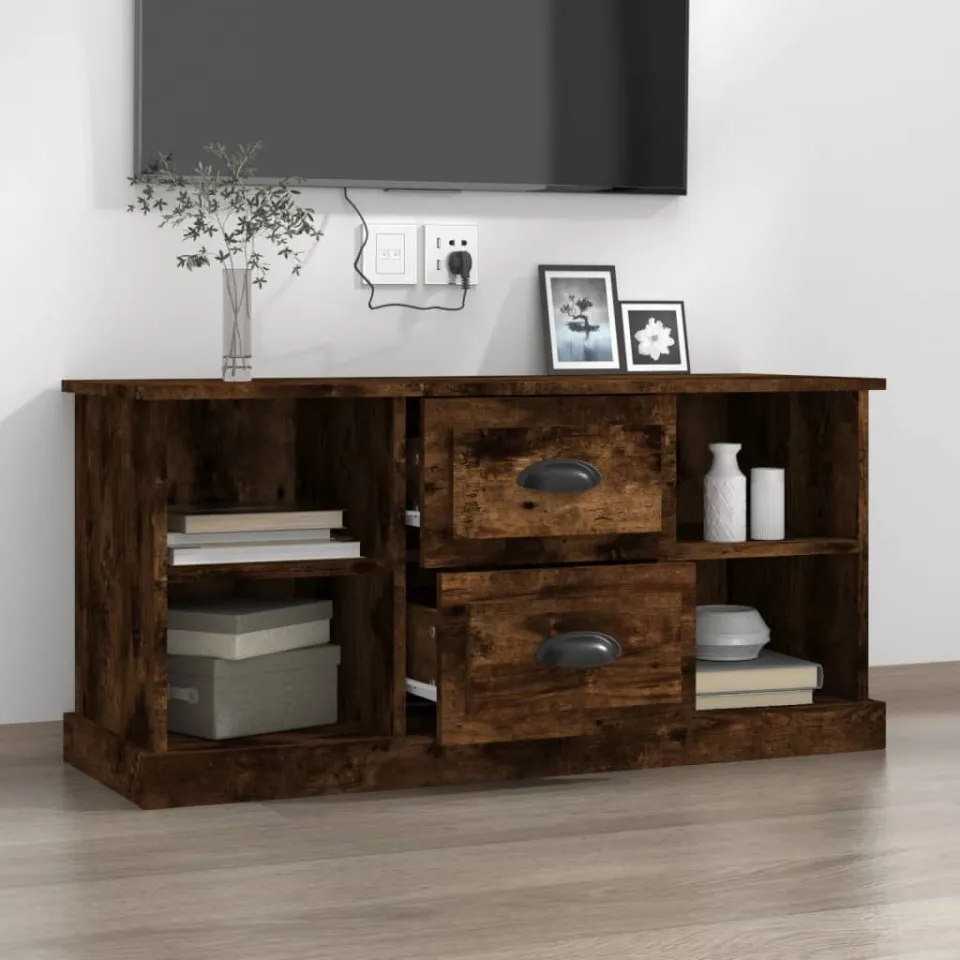 vidaXL Tv-meubel 99,5x35,5x48 cm bewerkt hout gerookt eikenkleurig, foto 2