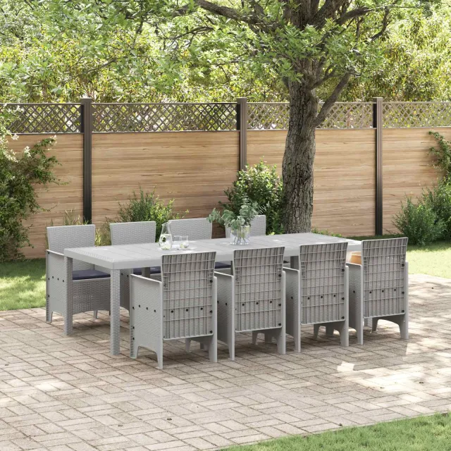 vidaXL Tuin Eetset 9 st Wit Polypropyleen