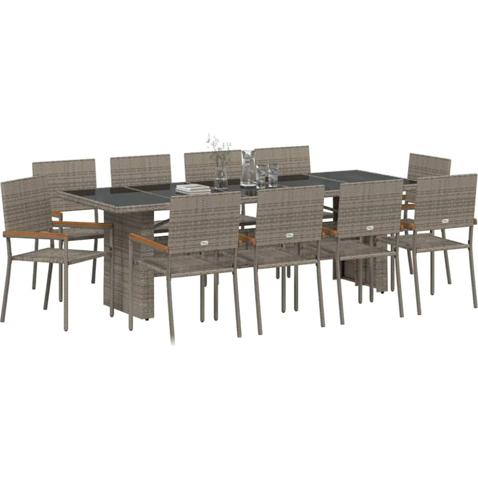 vidaXL Tuin eettafelset 11 st Grijs poly rattan, foto 2