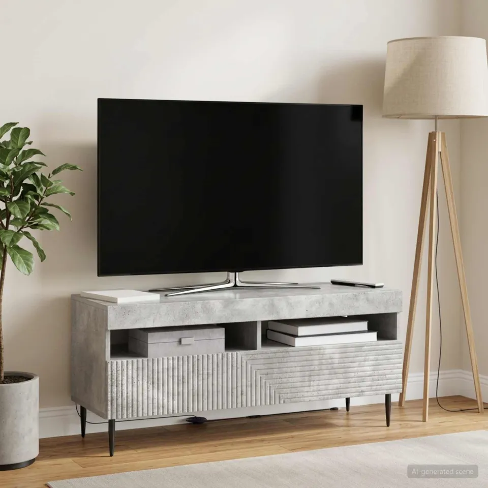 vidaXL LED tv-meubel HAARLEM 100 x 35 x 43 cm Betongrijs Bewerkt hout grijs, foto 4
